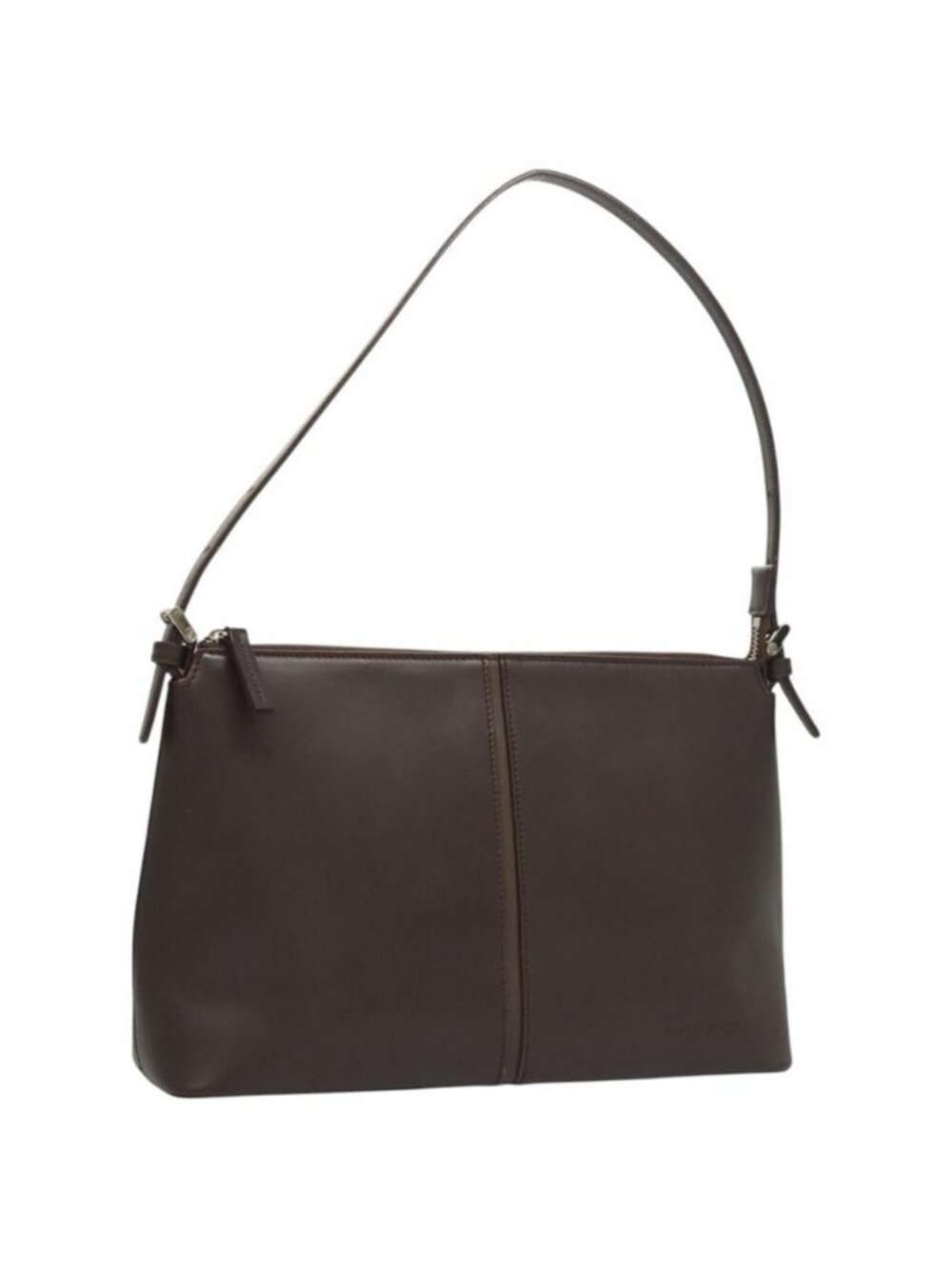 Authentic BURBERRY Shoulder Bag Leather Brown Silver